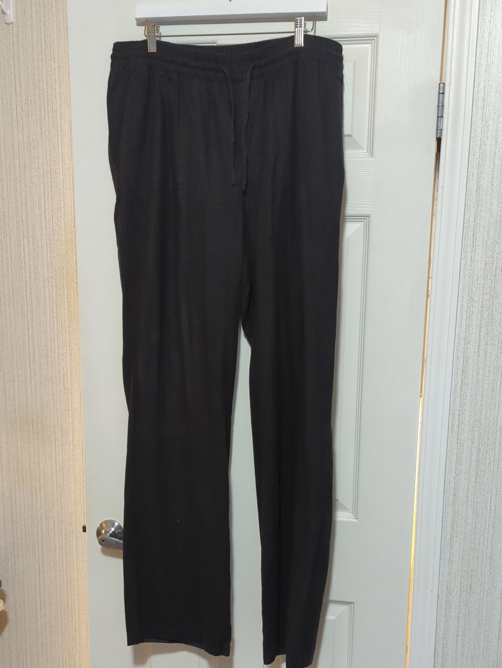 Casual Black Drawstring Pants Old Navy Linen Like. L Tall